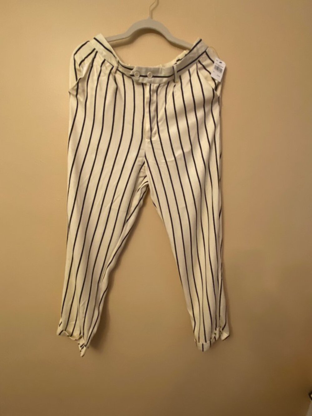 Like An Angel White Black Striped Pants NWT Large - Picture 3 of 7